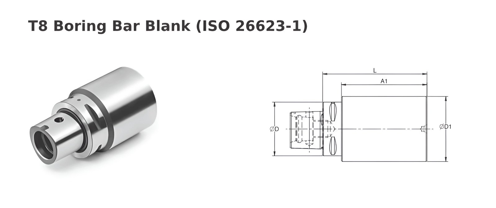 Polygonal Shank T8 Boring Bar Blank Dia 80 L 200 (Compatible with Capto® Style C8)